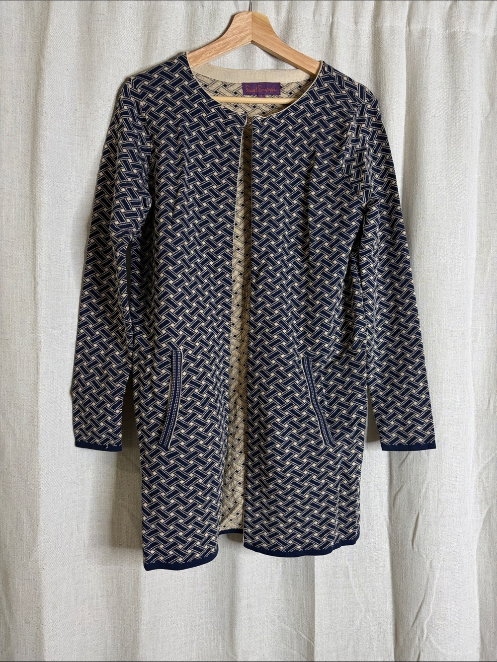 Vera Bradley Navy & Cream Patterned Long Jacket